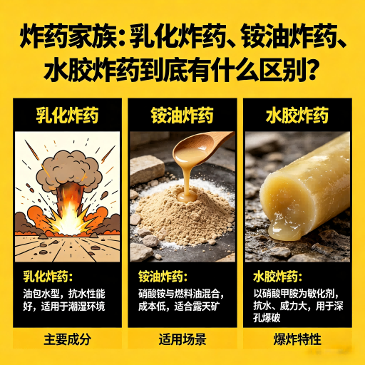 凤城炸药家族：乳化炸药、铵油炸药、水胶炸药到底有什么区别？